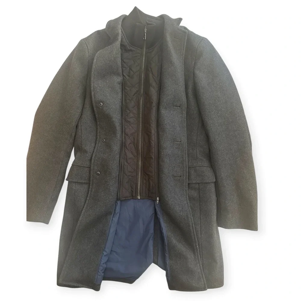 Banana Republic Winter Wool Blend Coat Charcoal Grey Medium Mens